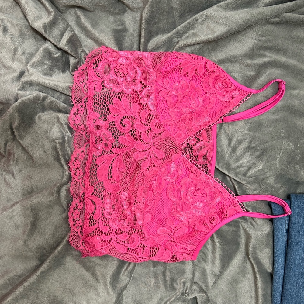 lace hot pink crop top
